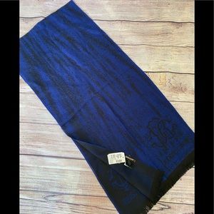 NWT $285 Roberto Cavalli Wool-Blend Blue Scarf Made in Italy